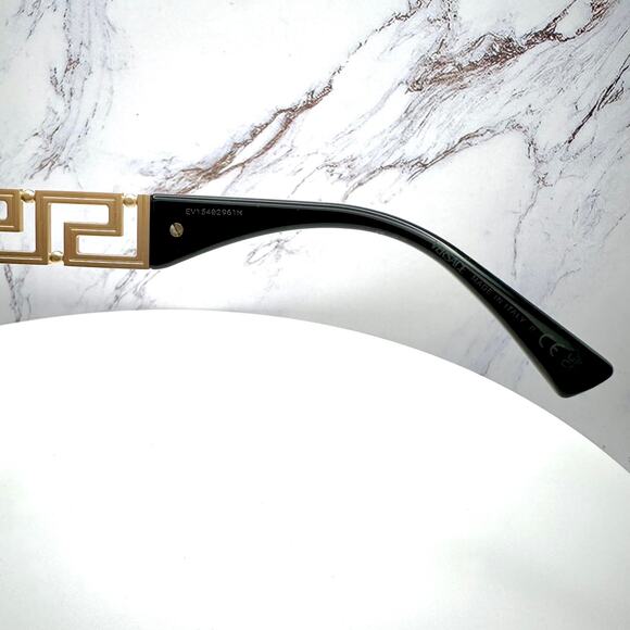 New VERSACE Sunglasses Gold Aviator Pilot Metal Greca Logo Black